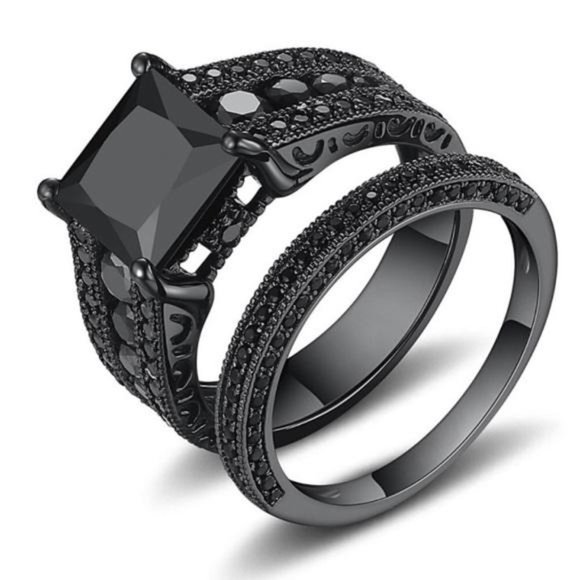 NEW 💎18K BLACK SAPPHIRE STERLING SILVER RING, CUTE RING, SHINY RING. - Picture 3 of 7